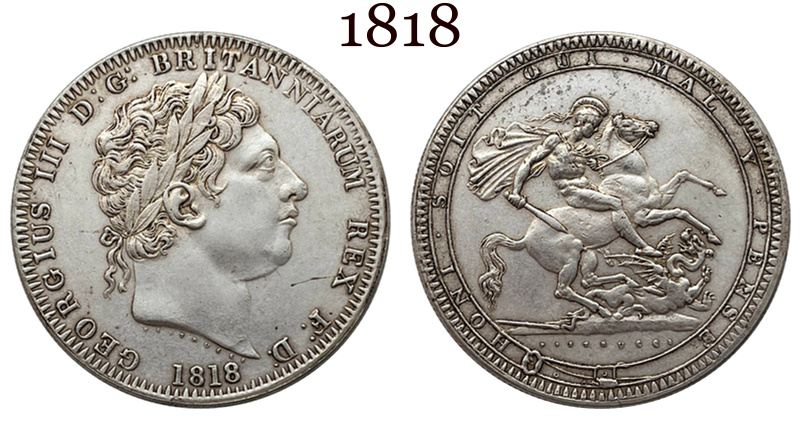 British 1818 1 One Crown George III United Kingdom Silver Plated Replica Coin Commemorative Medal,Historical Collectible Art Craft For Enthusiasts