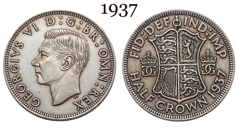United Kingdom 1937 1/2 Half Crown King George VI Pattern Silver Plated Replica Coin Commemorative Medal,Historical Collectible Art Craft For Enthusiasts