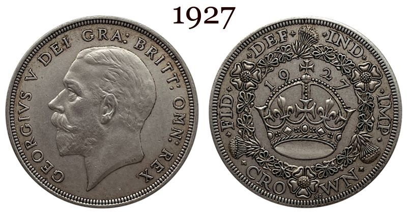 United Kingdom 1 Crown 1927 1928 1929 1930 1931 1932 1933 1934 1936 George V Wreath Crown Great Britain Silver Plated  Replica Coin Commemorative Medal,Historical Collectible Art Craft For Enthusiasts
