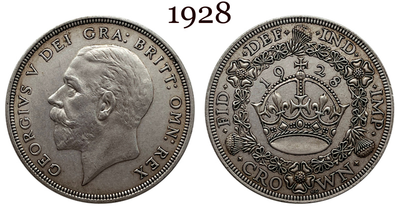 United Kingdom 1 Crown 1927 1928 1929 1930 1931 1932 1933 1934 1936 George V Wreath Crown Great Britain Silver Plated  Replica Coin Commemorative Medal,Historical Collectible Art Craft For Enthusiasts