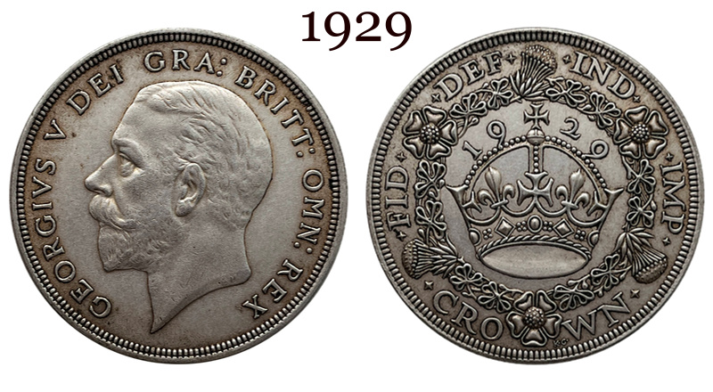 United Kingdom 1 Crown 1927 1928 1929 1930 1931 1932 1933 1934 1936 George V Wreath Crown Great Britain Silver Plated  Replica Coin Commemorative Medal,Historical Collectible Art Craft For Enthusiasts