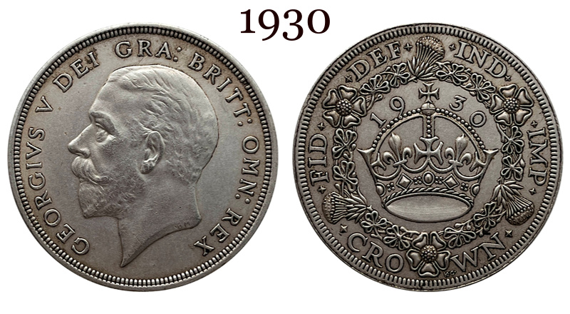 United Kingdom 1 Crown 1927 1928 1929 1930 1931 1932 1933 1934 1936 George V Wreath Crown Great Britain Silver Plated  Replica Coin Commemorative Medal,Historical Collectible Art Craft For Enthusiasts
