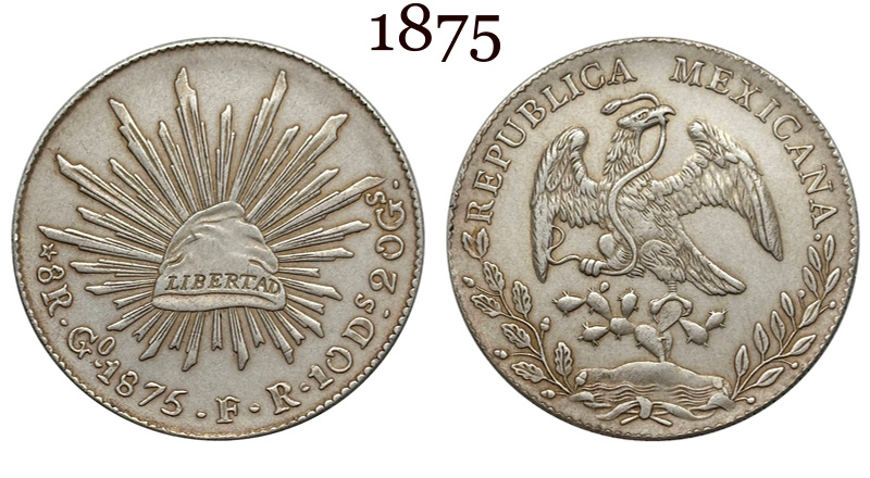 Mexico 1875 -1894 10 Pcs Selling 8 Reales Eagle With Snake Silver Plated Replica Coin Commemorative Medal,Historical Collectible Art Craft For Enthusiasts