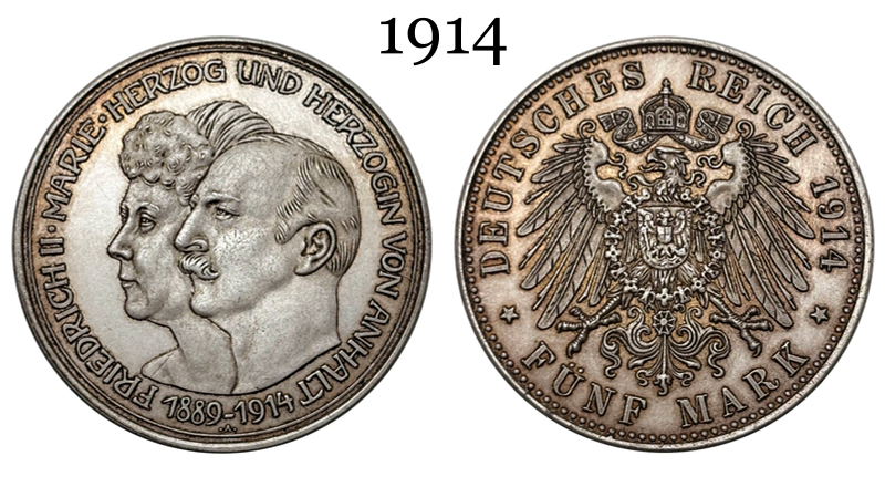 German States 1889 1914 5 Mark Frederick II Wedding Silver Plated Replica Coin Commemorative Medal,Historical Collectible Art Craft For Enthusiasts