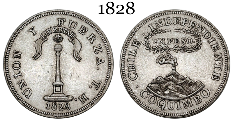 Chile 1828 UN 1 Peso Coquimbo Independiente Silver Plated Replica Coin Commemorative Medal,Historical Collectible Art Craft For Enthusiasts