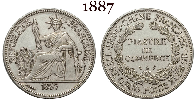 France Indochina 1 One Piastre 1886 1887 1888 1890 1895 1898 1899 1901 1906 1908 1909 1910 1913 1921 1922 1924 1925 1926 1927 1928 French Indochina Silver Plated Replica Coin Commemorative Medal,Historical Collectible Art Craft For Enthusiasts