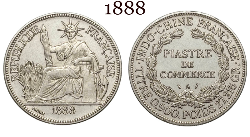 France Indochina 1 One Piastre 1886 1887 1888 1890 1895 1898 1899 1901 1906 1908 1909 1910 1913 1921 1922 1924 1925 1926 1927 1928 French Indochina Silver Plated Replica Coin Commemorative Medal,Historical Collectible Art Craft For Enthusiasts