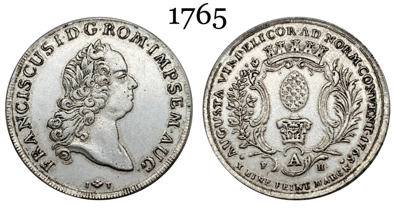 German States 1765 1 Conventionsthaler Free City Of Augsburg Silver Plated Replica Coin Commemorative Medal,Historical Collectible Art Craft For Enthusiasts