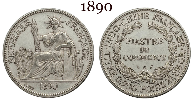 France Indochina 1 One Piastre 1886-1928 21 Pcs Selling Silver Plated Replica Coin Commemorative Medal,Historical Collectible Art Craft For Enthusiasts
