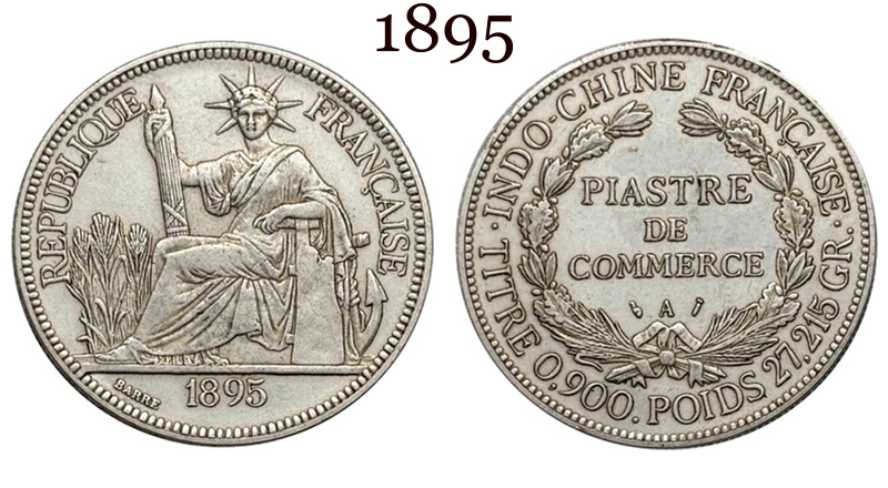France Indochina 1 One Piastre 1886 1887 1888 1890 1895 1898 1899 1901 1906 1908 1909 1910 1913 1921 1922 1924 1925 1926 1927 1928 French Indochina Silver Plated Replica Coin Commemorative Medal,Historical Collectible Art Craft For Enthusiasts