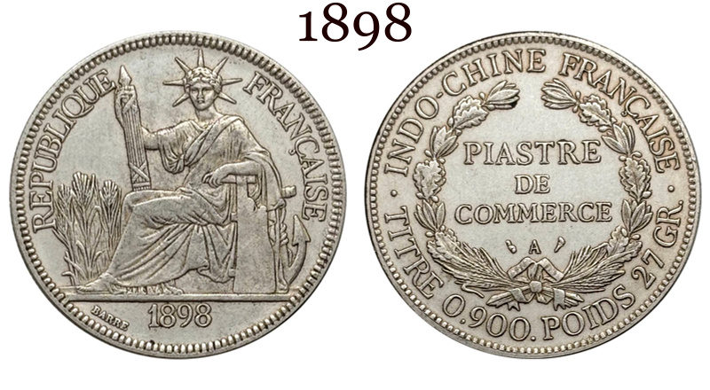 France Indochina 1 One Piastre 1886 1887 1888 1890 1895 1898 1899 1901 1906 1908 1909 1910 1913 1921 1922 1924 1925 1926 1927 1928 French Indochina Silver Plated Replica Coin Commemorative Medal,Historical Collectible Art Craft For Enthusiasts