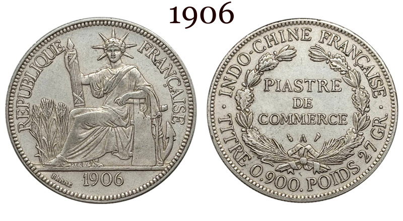 France Indochina 1 One Piastre 1886 1887 1888 1890 1895 1898 1899 1901 1906 1908 1909 1910 1913 1921 1922 1924 1925 1926 1927 1928 French Indochina Silver Plated Replica Coin Commemorative Medal,Historical Collectible Art Craft For Enthusiasts