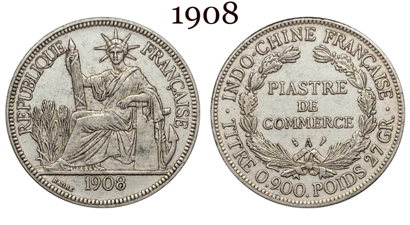 France Indochina 1 One Piastre 1886 1887 1888 1890 1895 1898 1899 1901 1906 1908 1909 1910 1913 1921 1922 1924 1925 1926 1927 1928 French Indochina Silver Plated Replica Coin Commemorative Medal,Historical Collectible Art Craft For Enthusiasts
