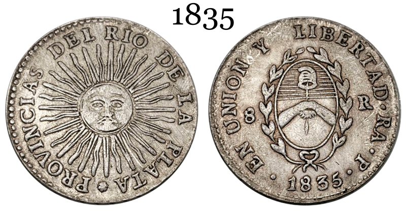 Argentina 1826 1827 1831 1835 1836 8 Reales Provincias del Rio de la Silver Plated Metal  Replica Coin Commemorative Medal,Historical Collectible Art Craft For Enthusiasts