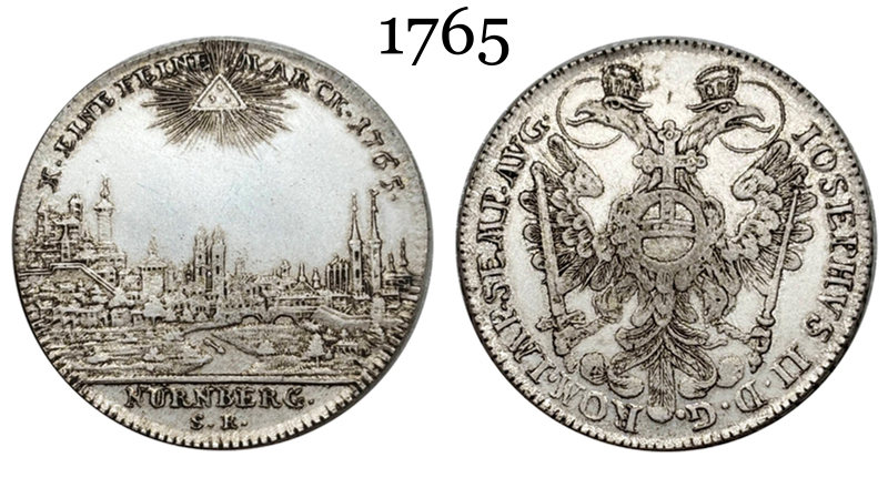 German States 1765 1 Thaler Free Imperial City Of Nuremberg Silver Plated Replica Coin Commemorative Medal,Historical Collectible Art Craft For Enthusiasts
