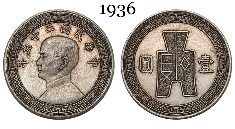 China 1936 1 Yuan Sun Yatsen Year 25 of The Republic of China Silver Plated Metal Replica Coin Commemorative Medal,Historical Collectible Art Craft For Enthusiasts