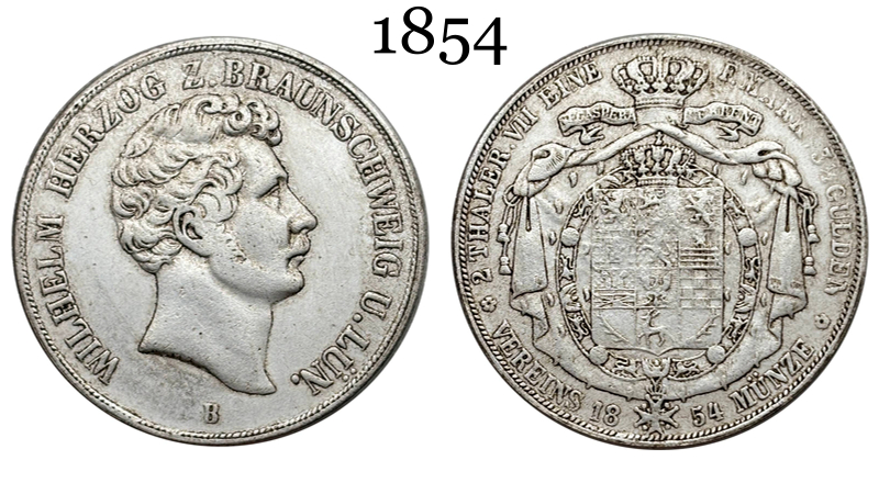 German States 1844 B 1854 B 2 Thaler 3 1/2 Gulden William Silver Plated Replica Coin Commemorative Medal,Historical Collectible Art Craft For Enthusiasts