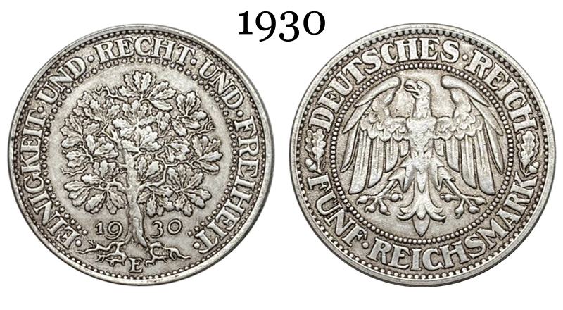 Germany Empire 5 Reichsmark Marks 1927 1928 1930 1932 Silver Plated Replica Coin Commemorative Medal,Historical Collectible Art Craft For Enthusiasts