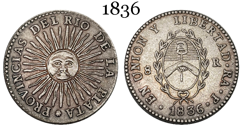 Argentina 1826 1827 1831 1835 1836 8 Reales Provincias del Rio de la Silver Plated Metal  Replica Coin Commemorative Medal,Historical Collectible Art Craft For Enthusiasts