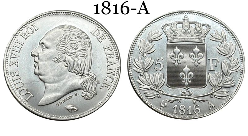 France 1816 - 1824 25 PCS 5 Francs Louis XVIII Silver Plated Replica Coin Commemorative Medal,Historical Collectible Art Craft For Enthusiasts