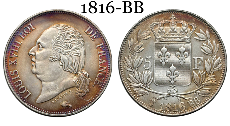 France 1816 - 1824 25 PCS 5 Francs Louis XVIII Silver Plated Replica Coin Commemorative Medal,Historical Collectible Art Craft For Enthusiasts