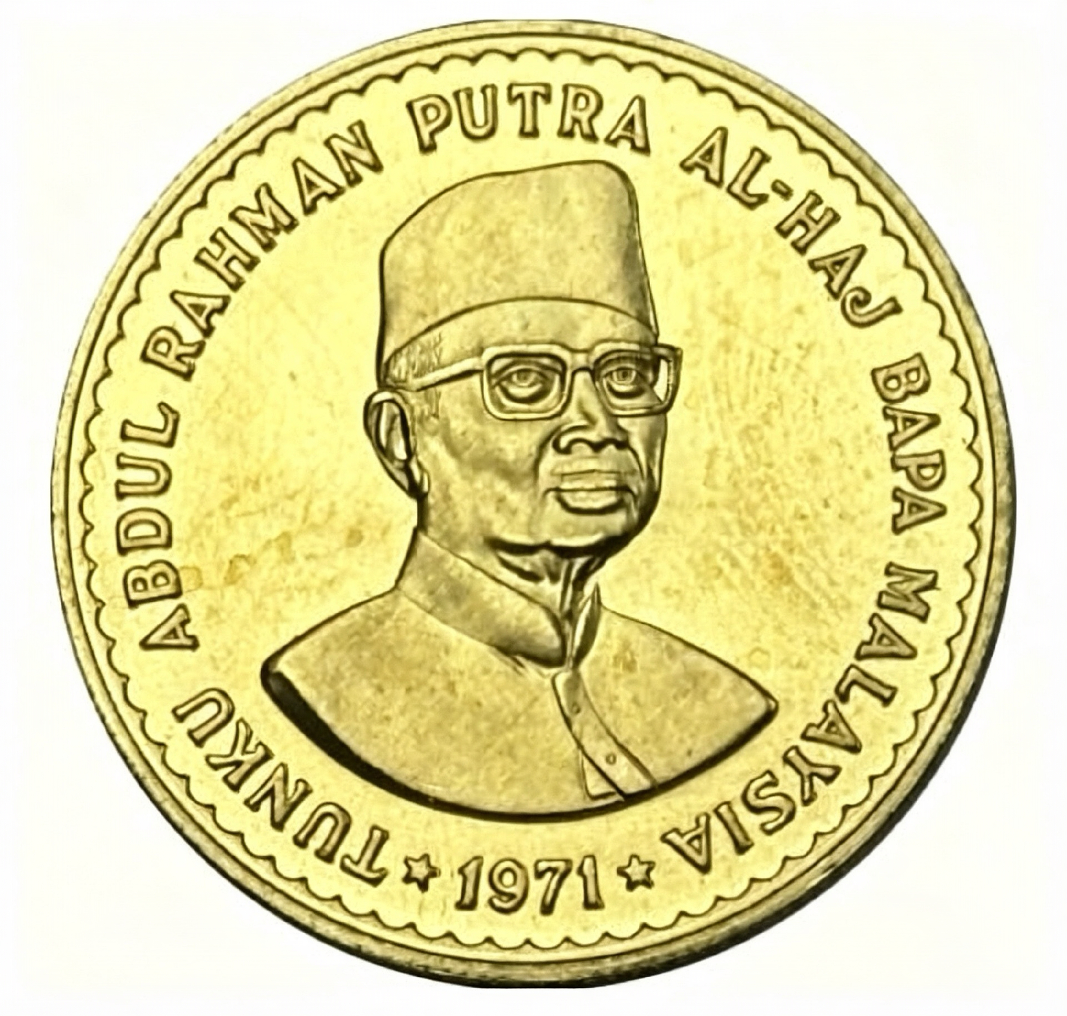 Malaysia 1971 Tunku 100 Ringgit Rahman Abdul Putra Gold Plated Brass Metal Replica Commemorative Coin Collection Coins Commemorative Medal,Historical Collectible Art Craft For Enthusiasts
