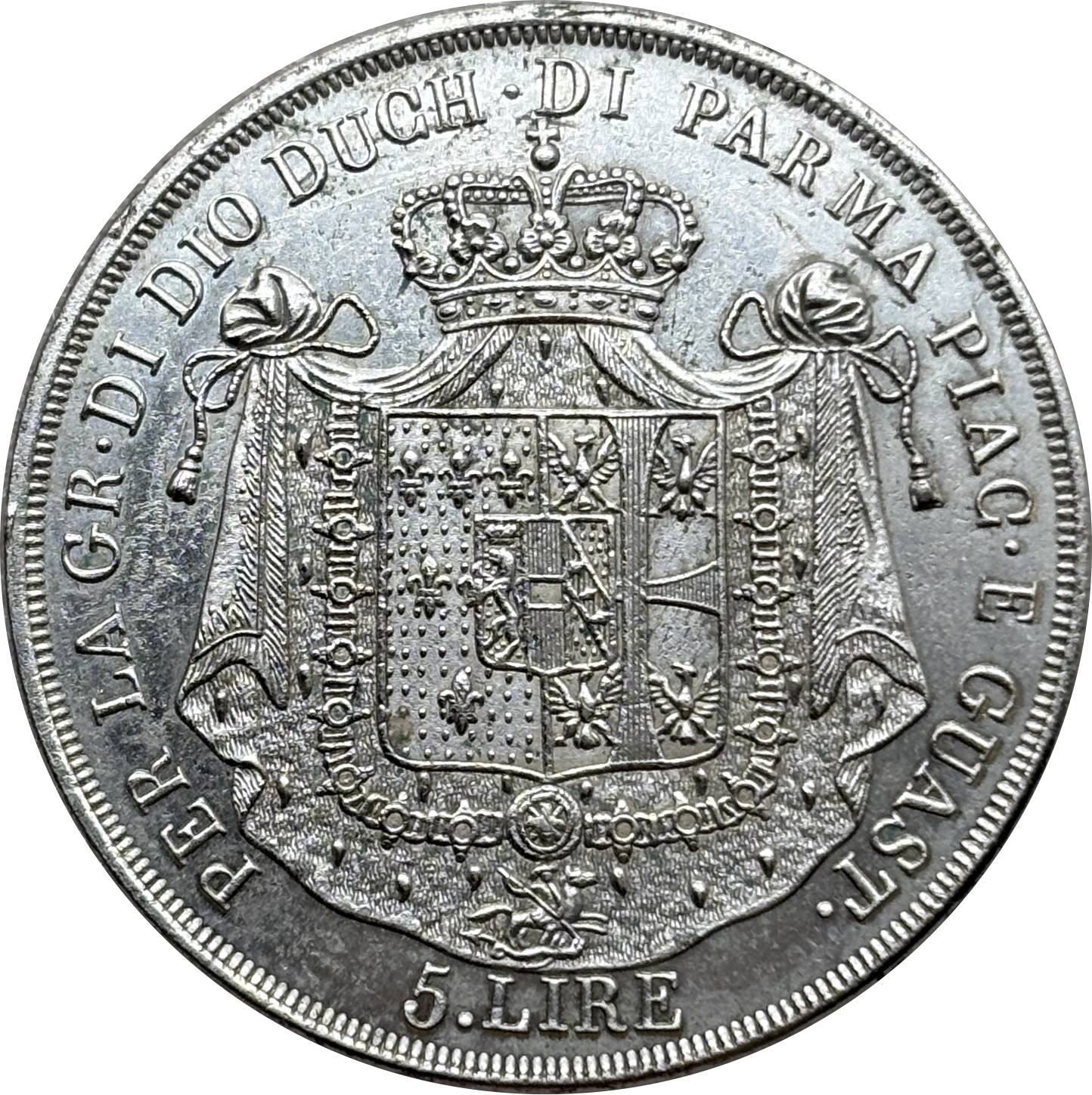 Italian States Duchy of Parma 1815 5 Lire Maria Luigia Silver Plated Replica Coin Commemorative Medal,Historical Collectible Art Craft For Enthusiasts