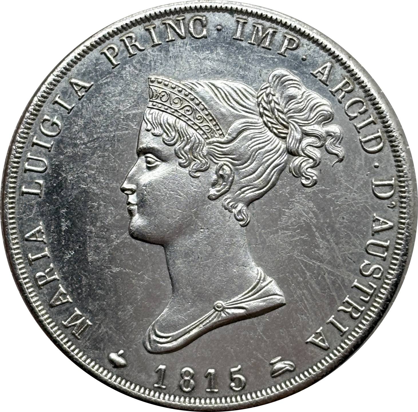 Italian States Duchy of Parma 1815 5 Lire Maria Luigia Silver Plated Replica Coin Commemorative Medal,Historical Collectible Art Craft For Enthusiasts
