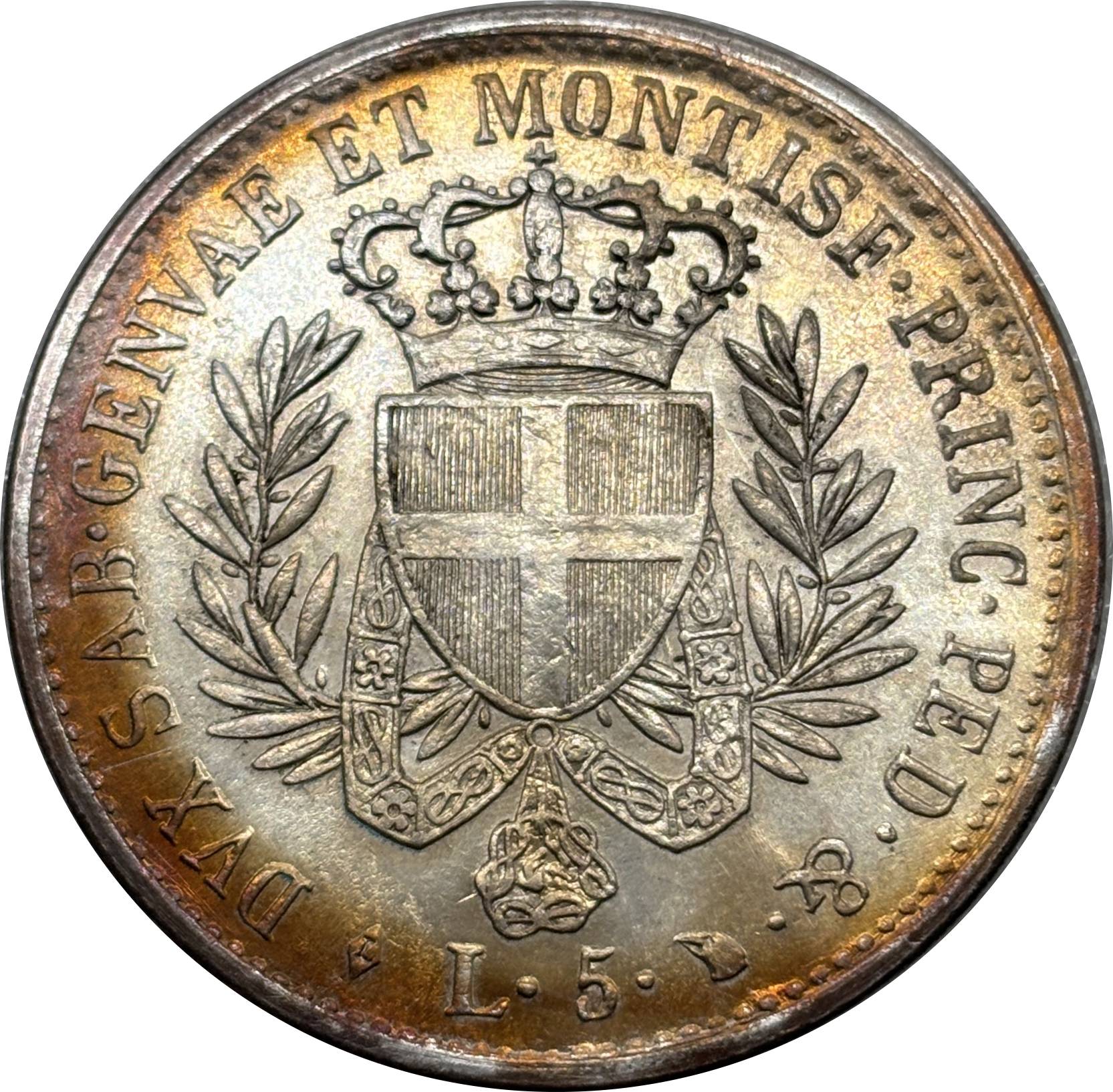 Italian States 1821 5 Lire Victor Emmanuel I Piedmont Sardinia Silver Plated Replica Coin Commemorative Medal,Historical Collectible Art Craft For Enthusiasts