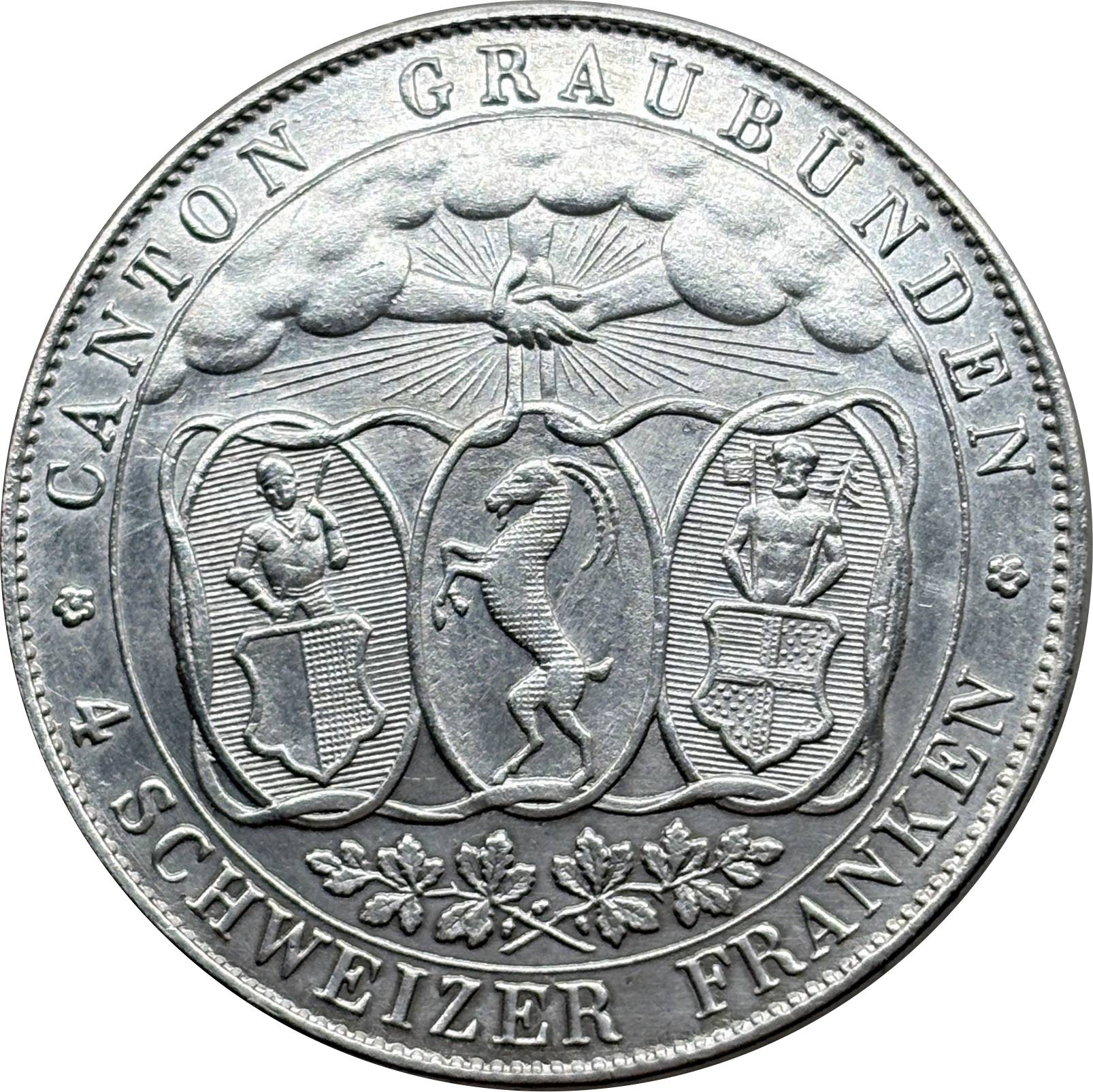 Switzerland 1842 4 Francs Chur Shooting Festival Silver Plated Replica Coin Commemorative Medal,Historical Collectible Art Craft For Enthusiasts
