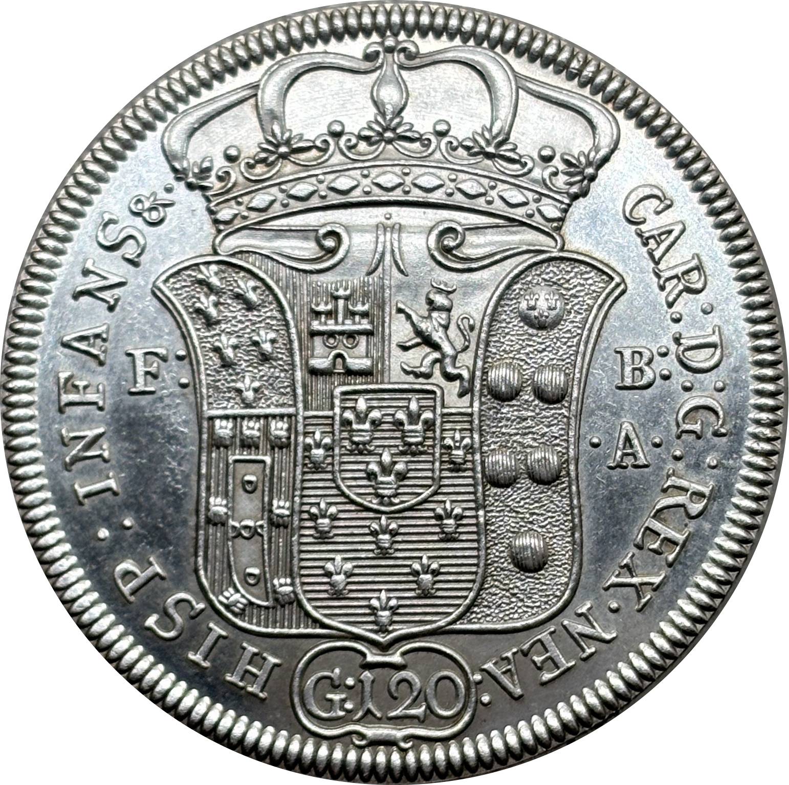 Italian States Kingdom of Naples 120 Grana Carlo I 1735 Plated Silver Replica Coin Commemorative Medal,Historical Collectible Art Craft For Enthusiasts