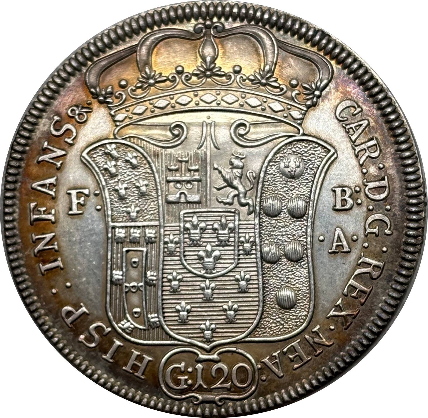Italian States Kingdom of Naples 120 Grana Carlo I 1735 Plated Silver Replica Coin Commemorative Medal,Historical Collectible Art Craft For Enthusiasts