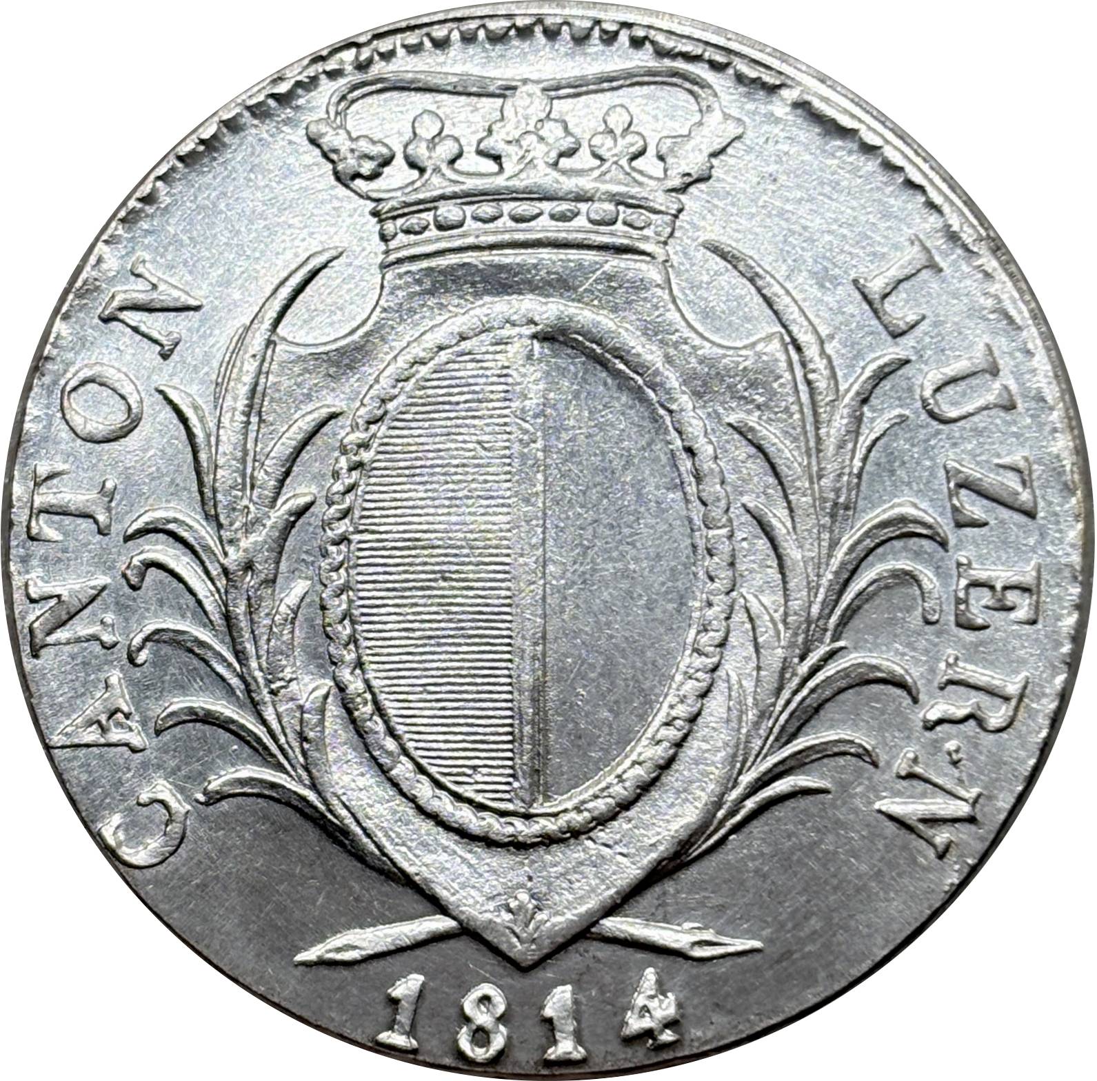 Swiss Canton Of Lucerne 1814 4 Franken Standing Silver Plated Replica Coin Commemorative Medal,Historical Collectible Art Craft For Enthusiasts
