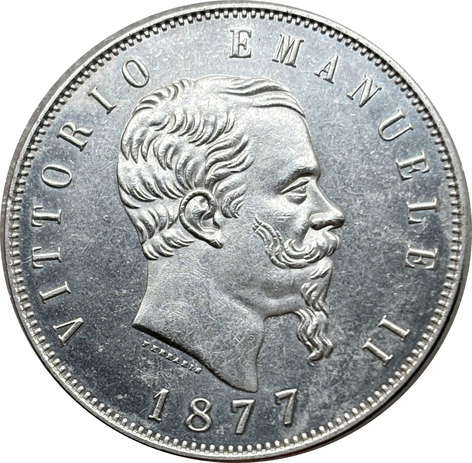 Italy 1877 5 Lire Victor Emmanuel II Silver Plated Replica Coin Commemorative Medal,Historical Collectible Art Craft For Enthusiasts