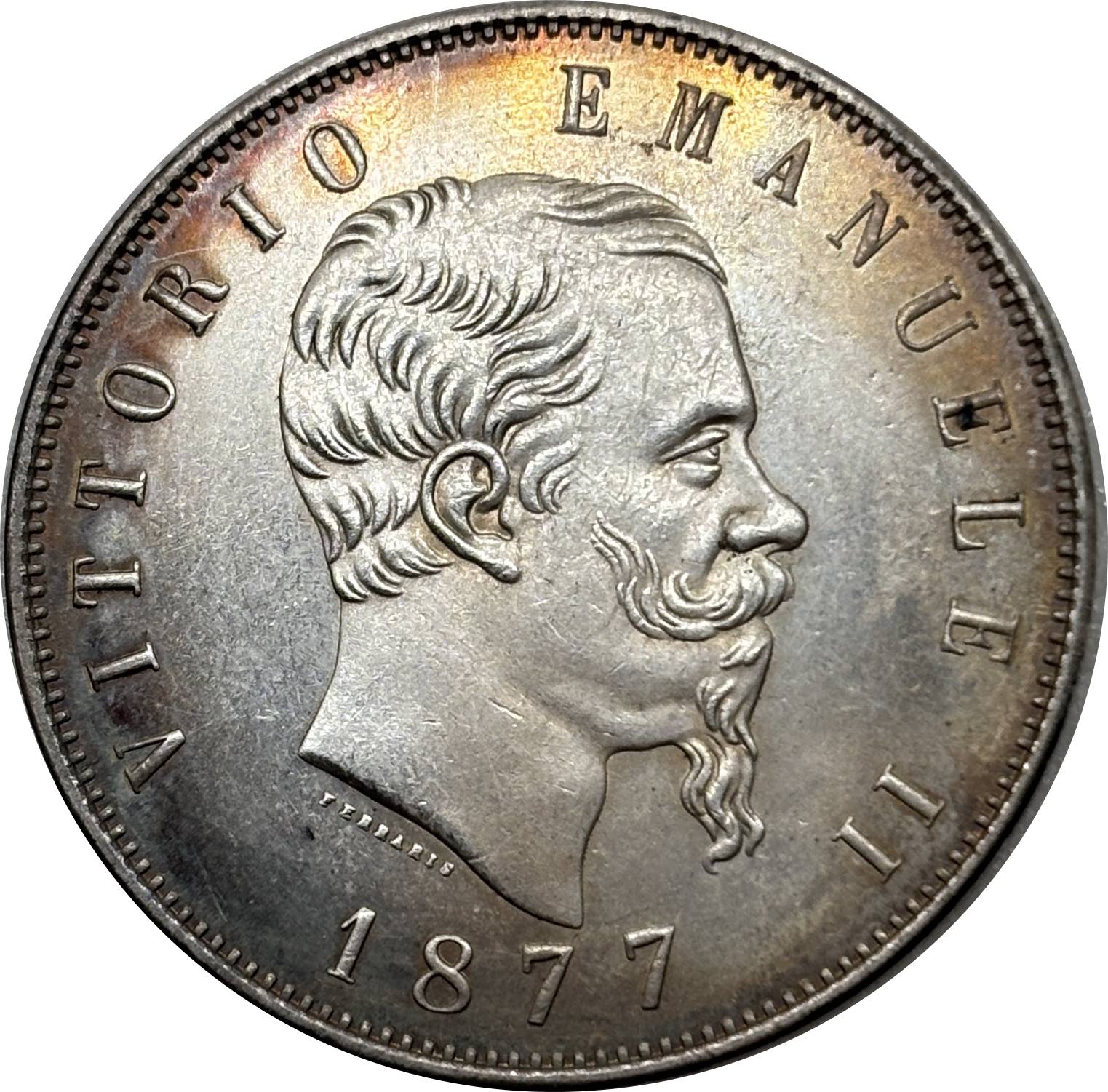 Italy 1877 5 Lire Victor Emmanuel II Silver Plated Replica Coin Commemorative Medal,Historical Collectible Art Craft For Enthusiasts