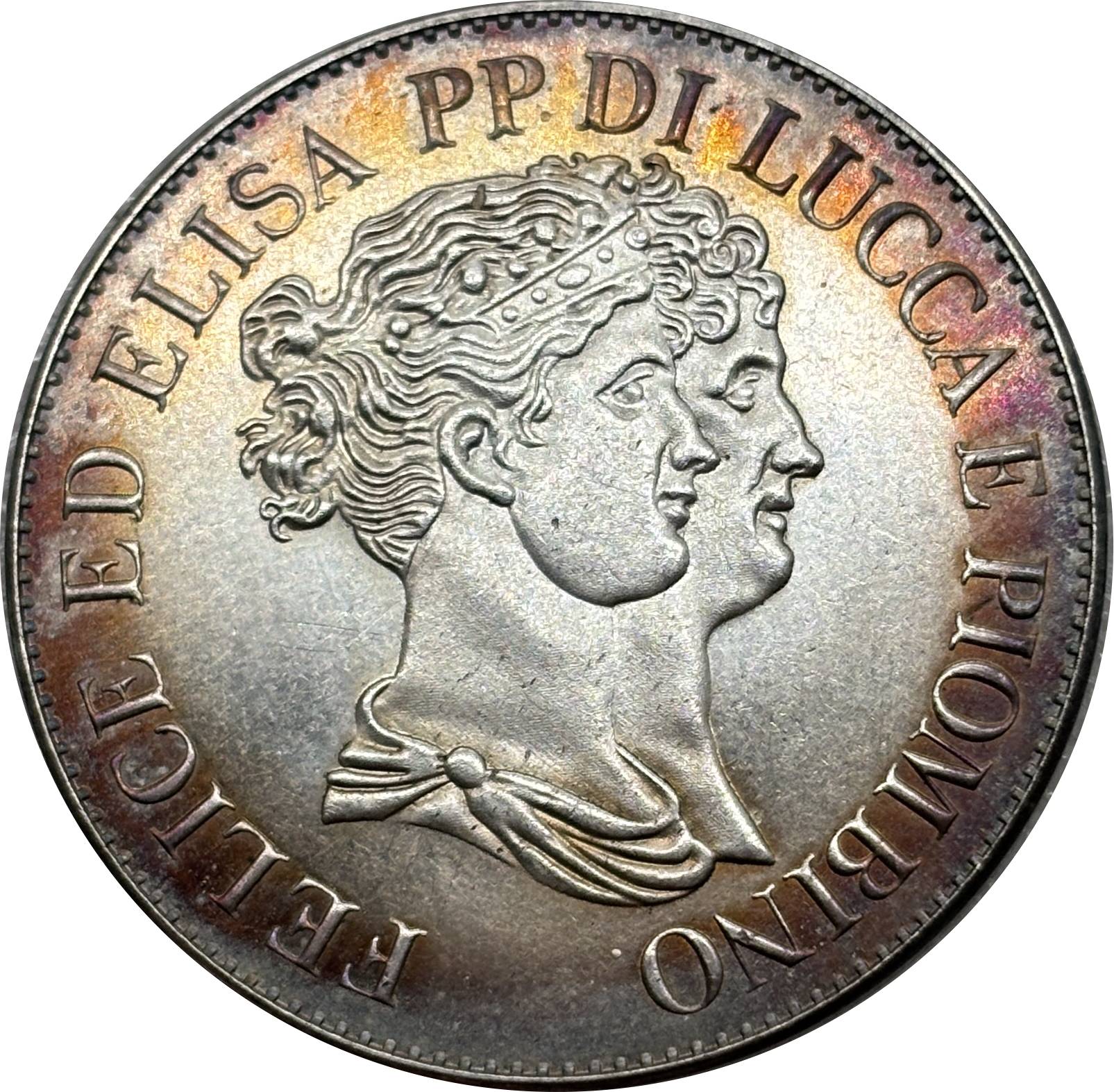 Italian States Republic of Lucca 1808 5 Franchi Felix Elisa Silver Plated Replica Coin Commemorative Medal,Historical Collectible Art Craft For Enthusiasts