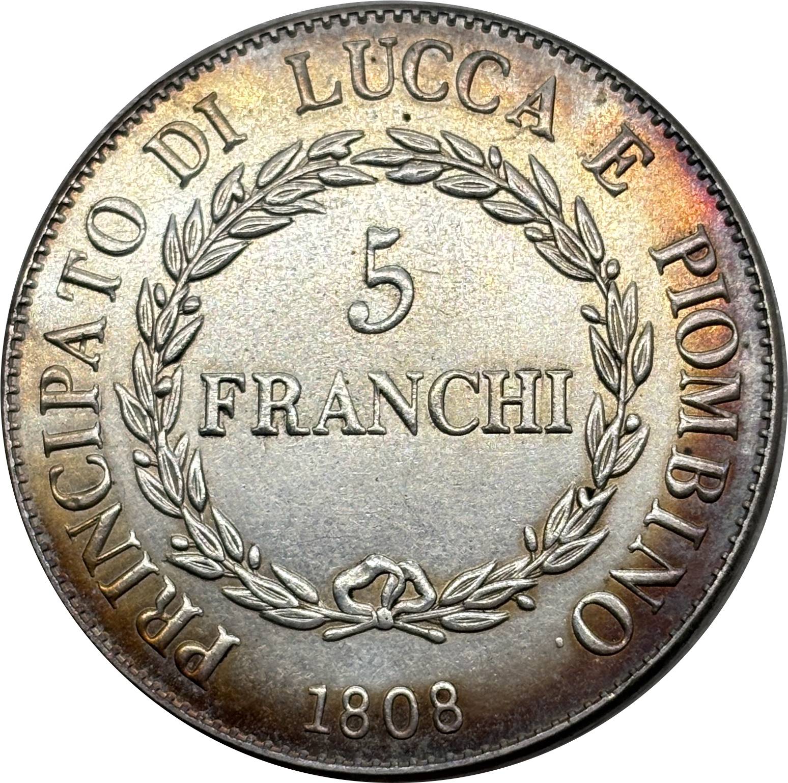 Italian States Republic of Lucca 1808 5 Franchi Felix Elisa Silver Plated Replica Coin Commemorative Medal,Historical Collectible Art Craft For Enthusiasts