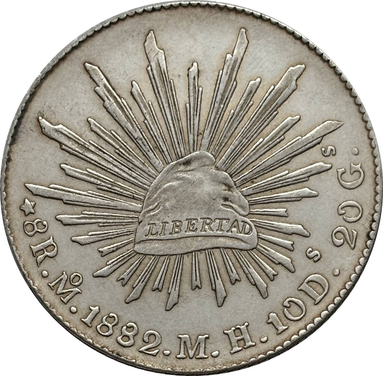 Mexico 1875 1881 1882 1887 1889 1891 1892 1893 1894 8 Reales Eagle With Snake Silver Plated Replica Coin Commemorative Medal,Historical Collectible Art Craft For Enthusiasts