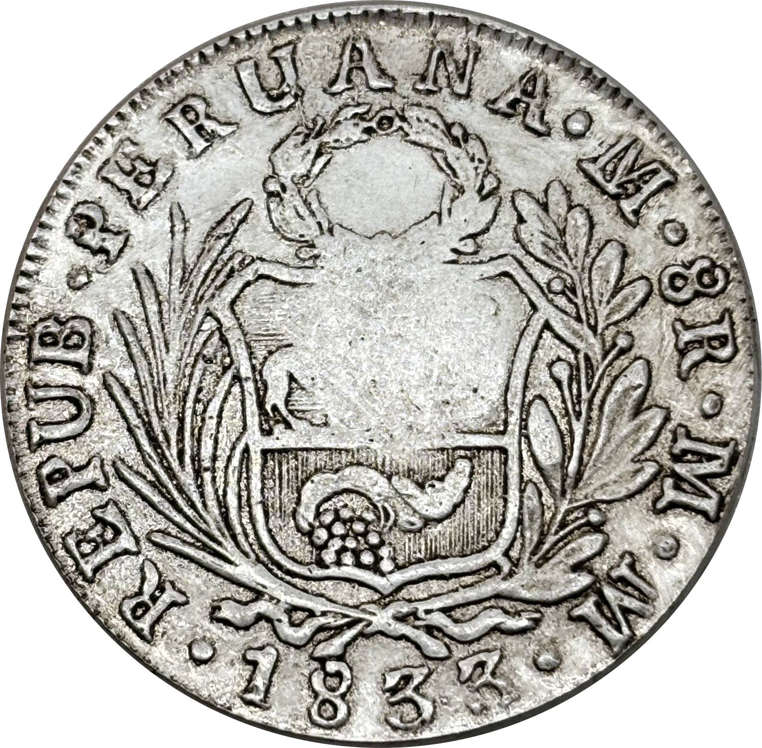 Peru 8 Reales Lima 1833 L MM Silver Plated Metal Replica Coin Commemorative Medal,Historical Collectible Art Craft For Enthusiasts