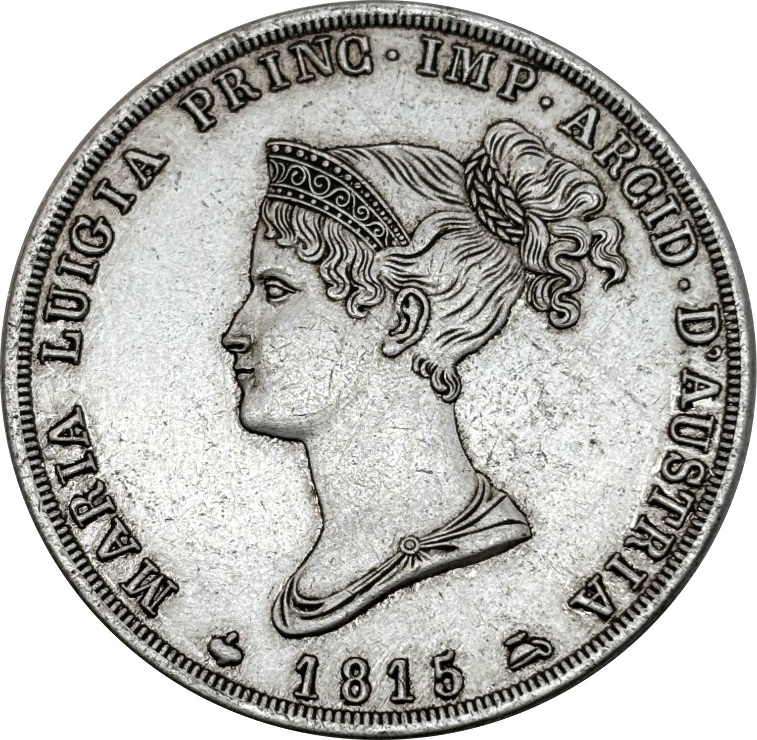 Italian States Duchy of Parma 1815 5 Lire Maria Luigia Silver Plated Replica Coin Commemorative Medal,Historical Collectible Art Craft For Enthusiasts