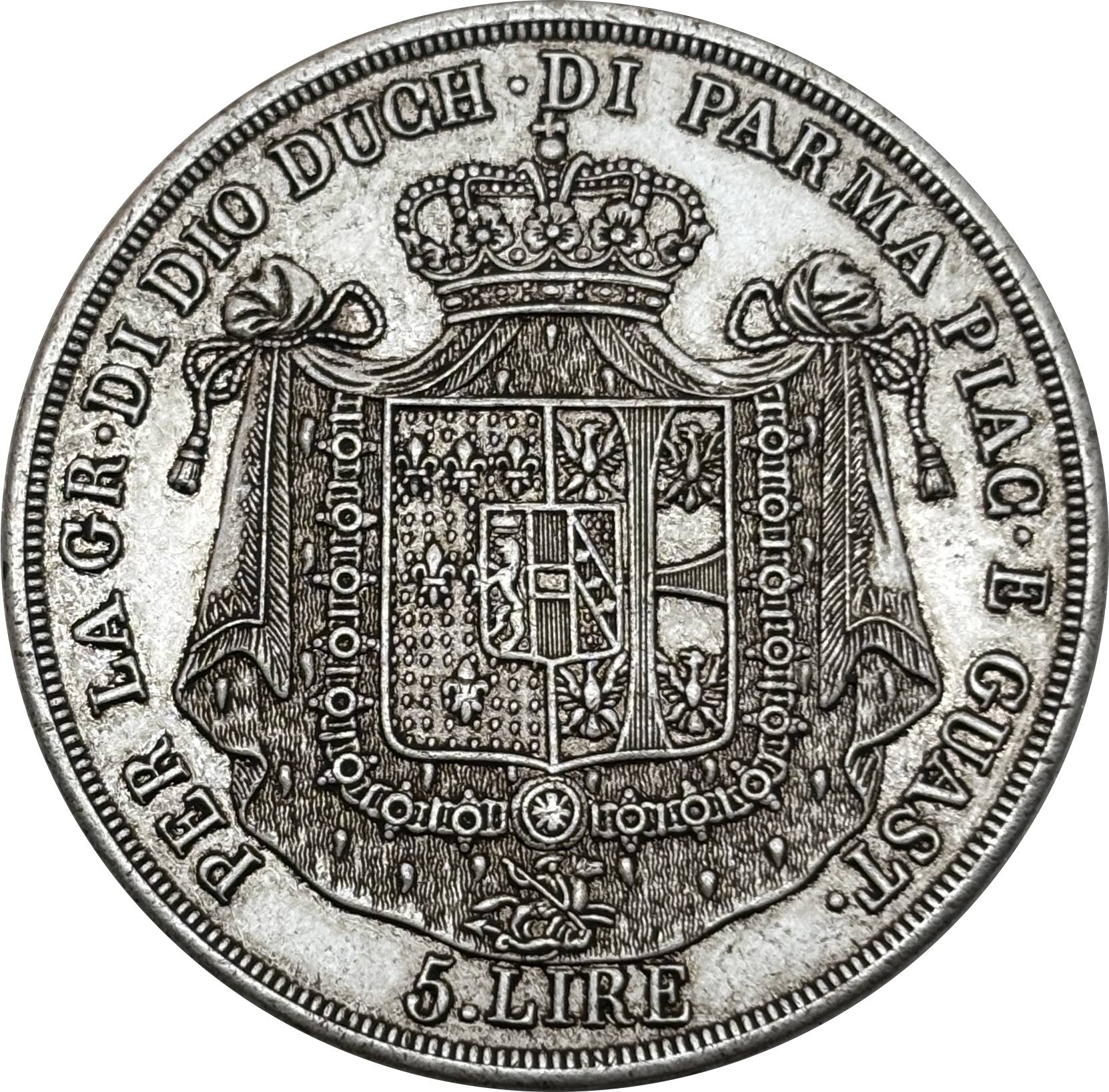Italian States Duchy of Parma 1815 5 Lire Maria Luigia Silver Plated Replica Coin Commemorative Medal,Historical Collectible Art Craft For Enthusiasts