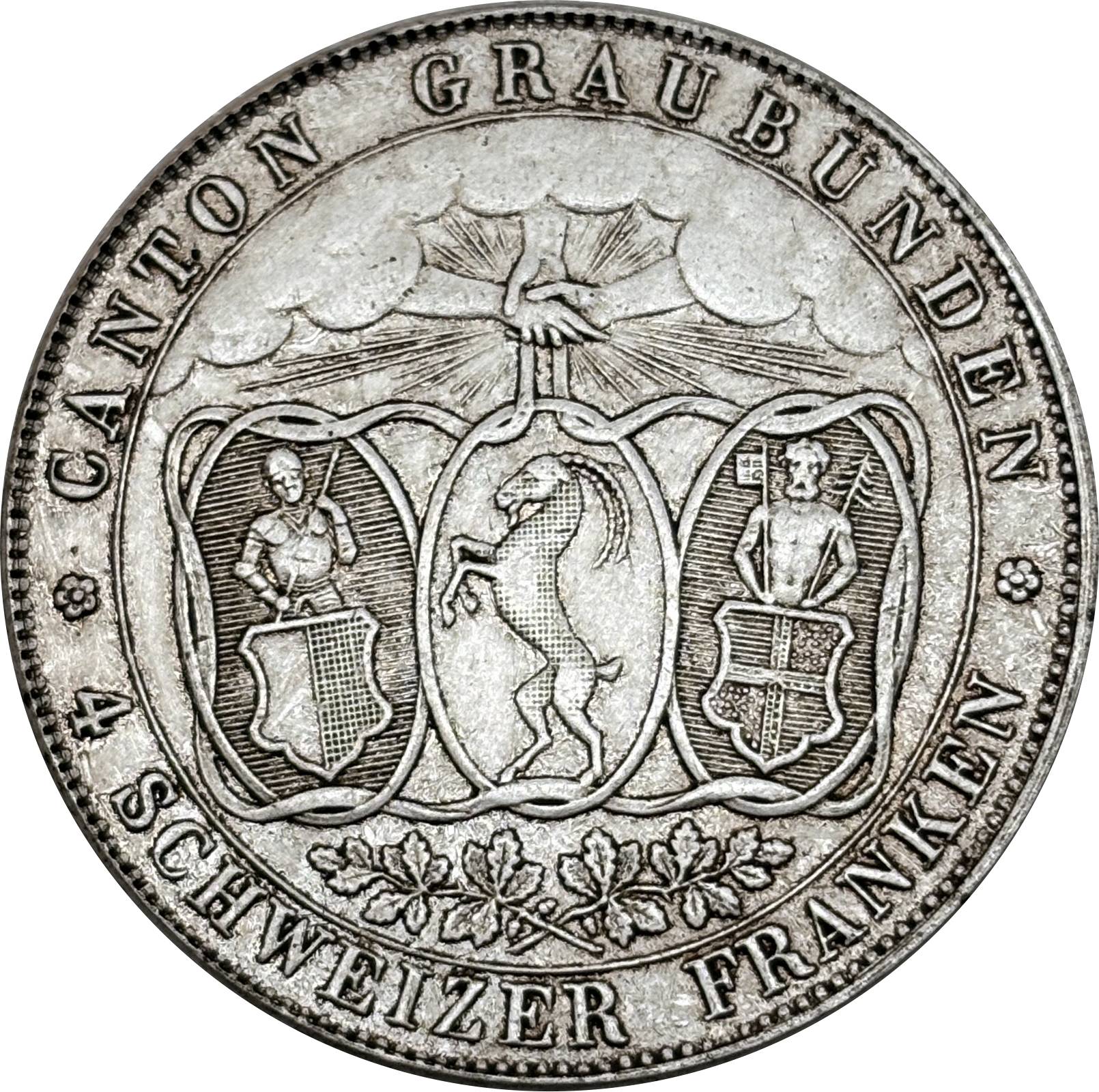 Switzerland 1842 4 Francs Chur Shooting Festival Silver Plated Replica Coin Commemorative Medal,Historical Collectible Art Craft For Enthusiasts