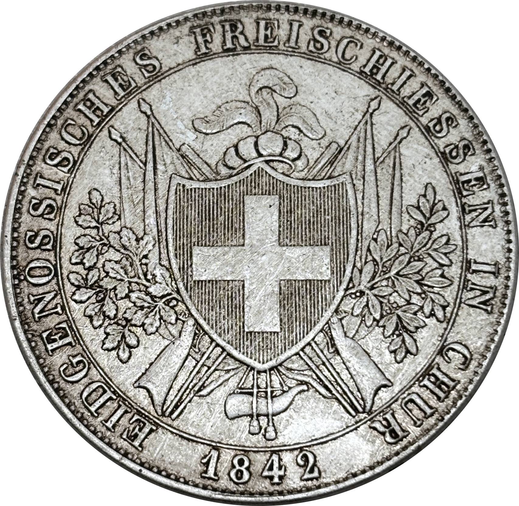 Switzerland 1842 4 Francs Chur Shooting Festival Silver Plated Replica Coin Commemorative Medal,Historical Collectible Art Craft For Enthusiasts