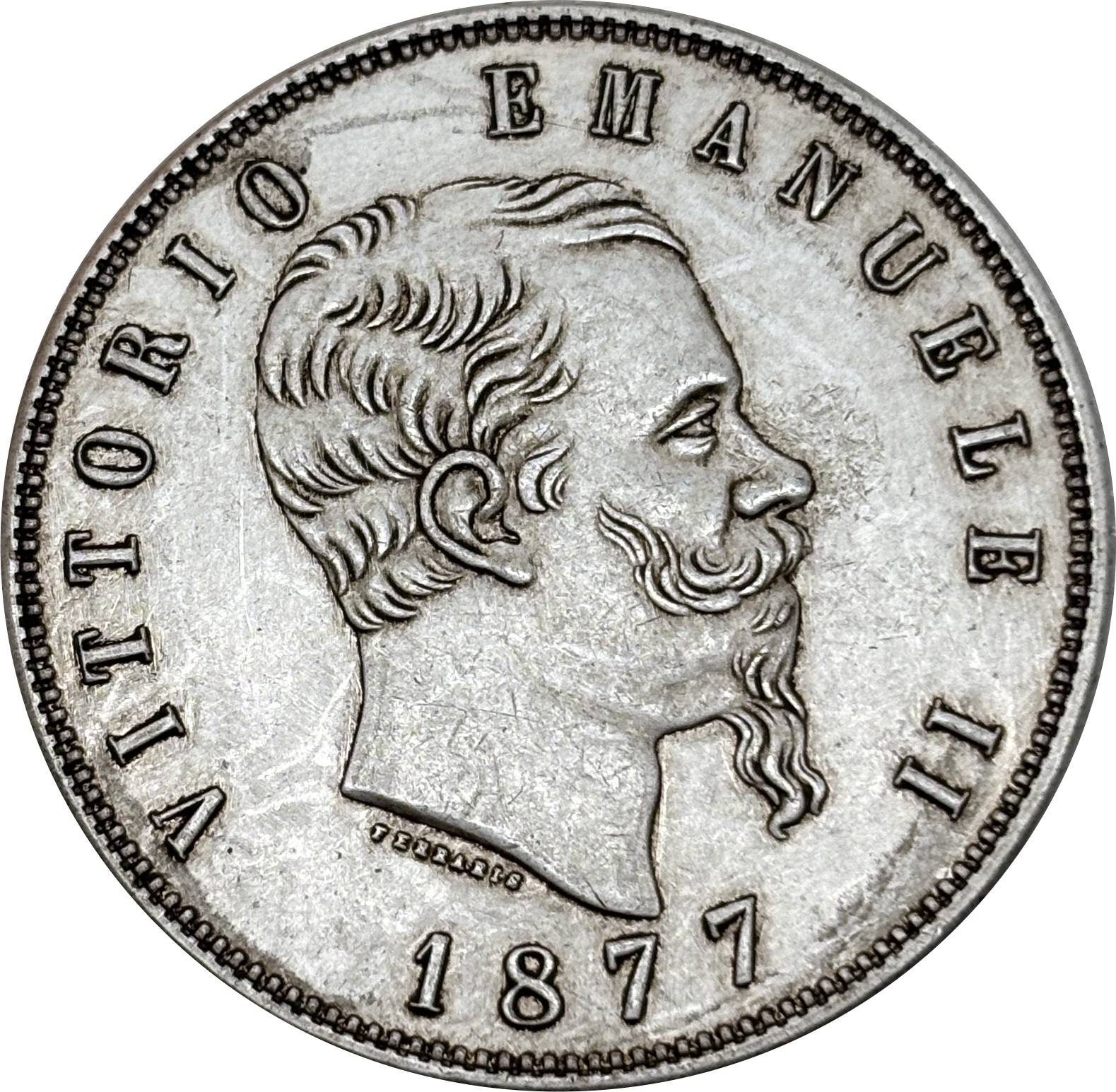 Italy 1877 5 Lire Victor Emmanuel II Silver Plated Replica Coin Commemorative Medal,Historical Collectible Art Craft For Enthusiasts