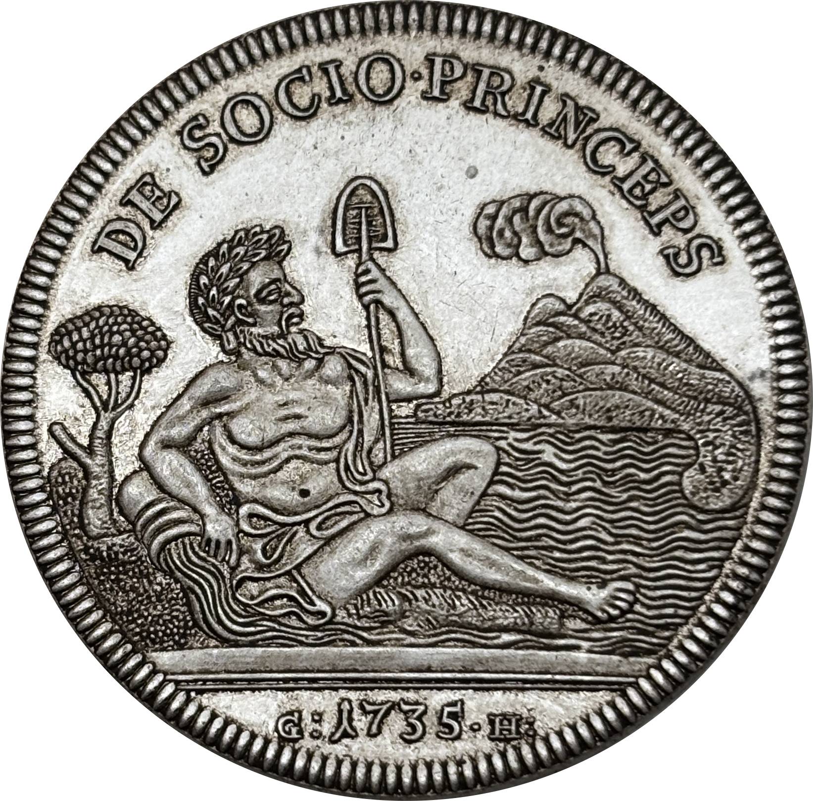 Italian States Kingdom of Naples 120 Grana Carlo I 1735 Plated Silver Replica Coin Commemorative Medal,Historical Collectible Art Craft For Enthusiasts