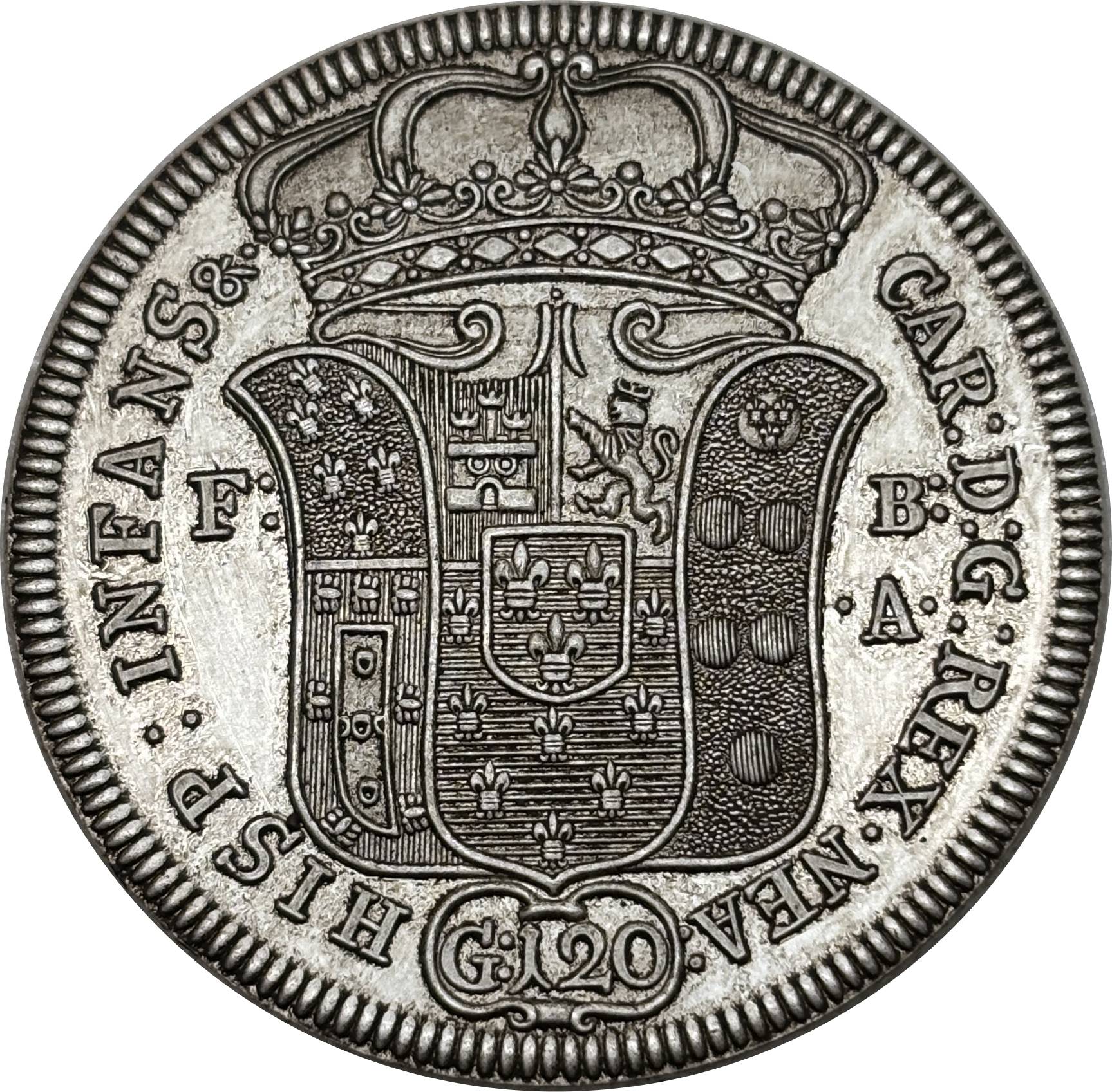 Italian States Kingdom of Naples 120 Grana Carlo I 1735 Plated Silver Replica Coin Commemorative Medal,Historical Collectible Art Craft For Enthusiasts