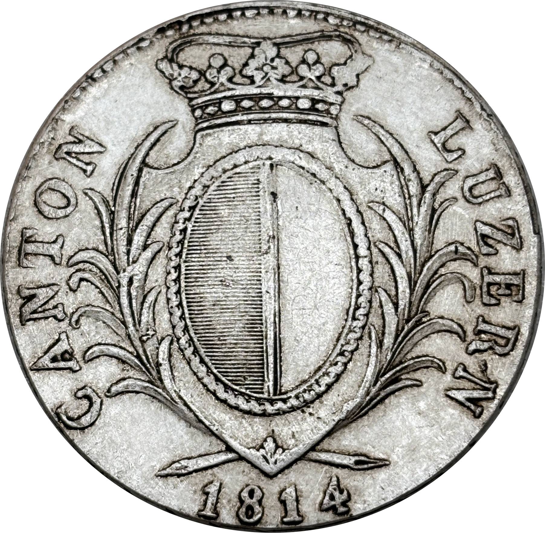 Swiss Canton Of Lucerne 1814 4 Franken Standing Silver Plated Replica Coin Commemorative Medal,Historical Collectible Art Craft For Enthusiasts