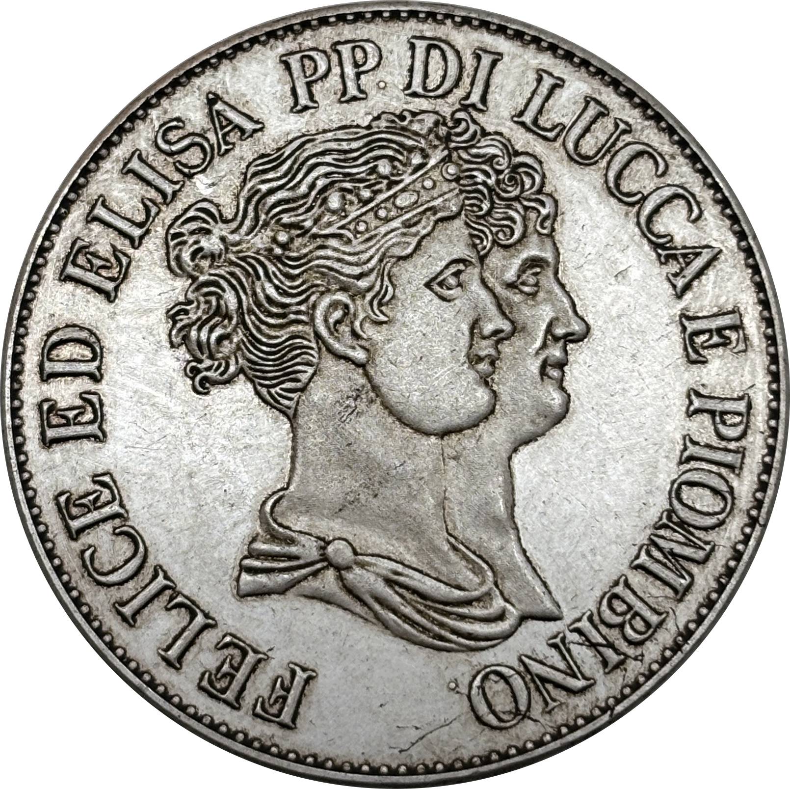 Italian States Republic of Lucca 1808 5 Franchi Felix Elisa Silver Plated Replica Coin Commemorative Medal,Historical Collectible Art Craft For Enthusiasts