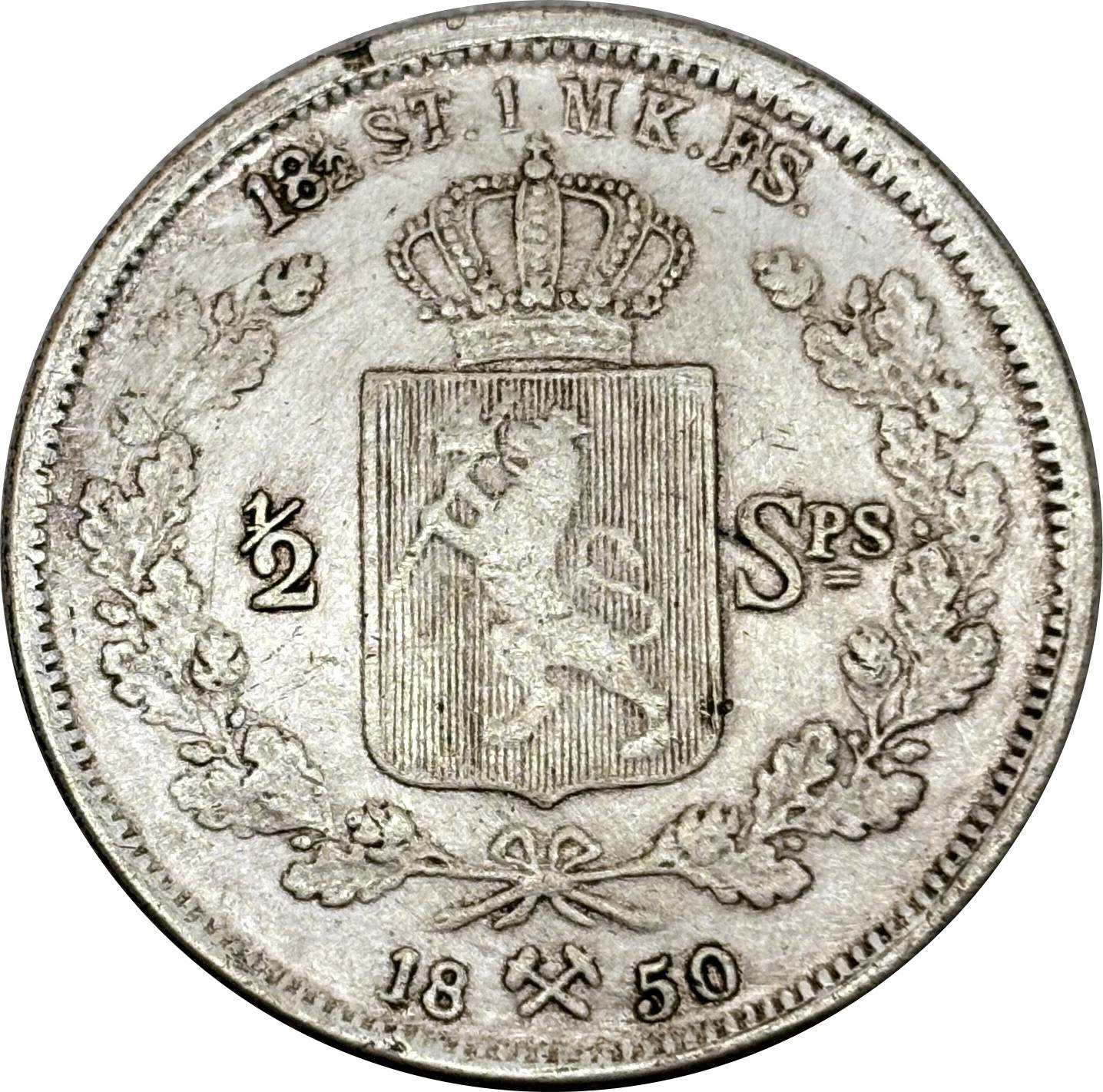 Norway 1850 1/2 Half Speciedaler Oscar I Silver Plated Replica Coin Commemorative Medal,Historical Collectible Art Craft For Enthusiasts