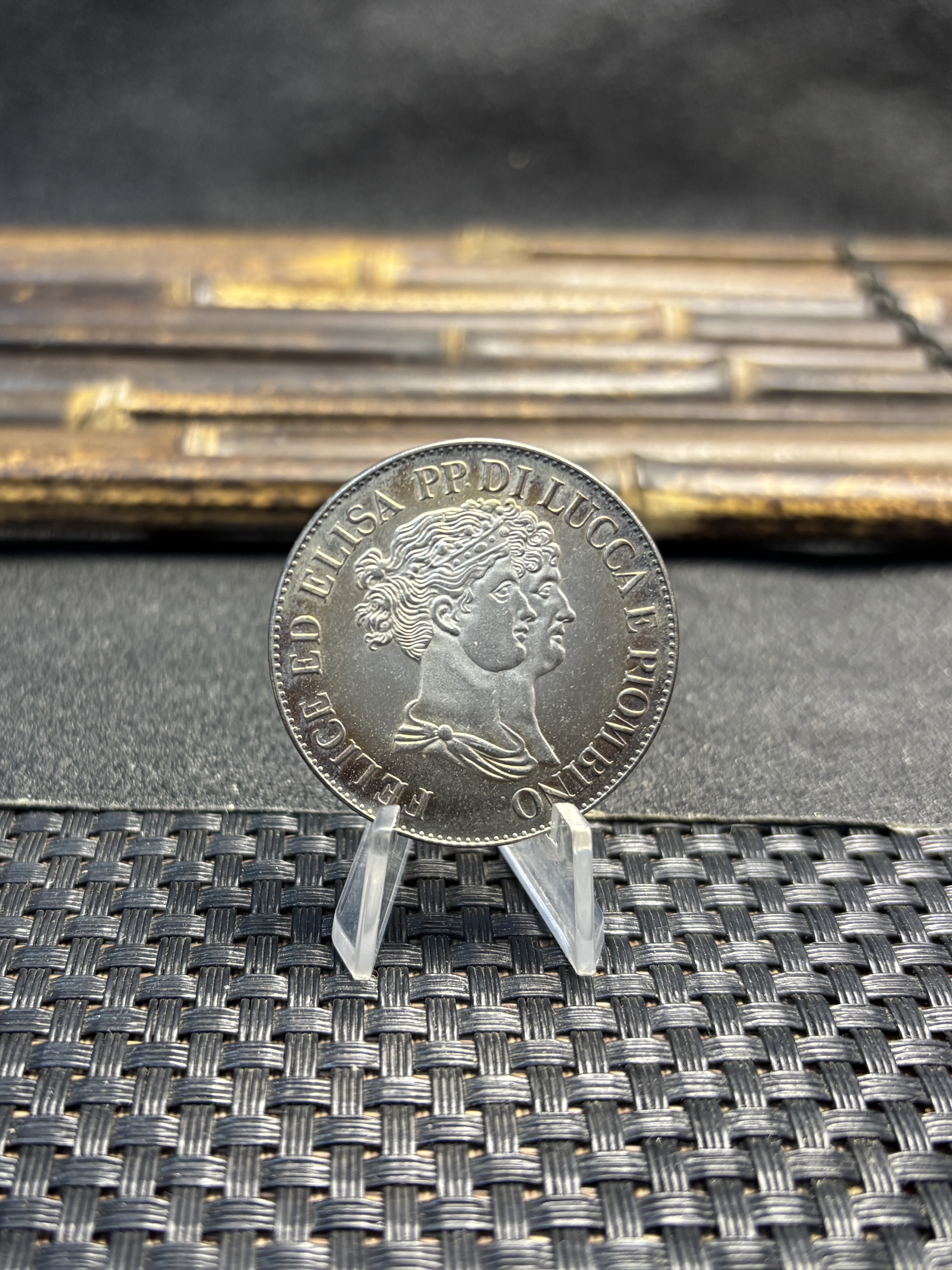 Italian States Republic of Lucca 1808 5 Franchi Felix Elisa Silver Plated Replica Coin Commemorative Medal,Historical Collectible Art Craft For Enthusiasts